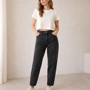 Vintage 90s Orange Tab Levi's 921 Tapered Fit Jeans Women 14 Short Black USA mom